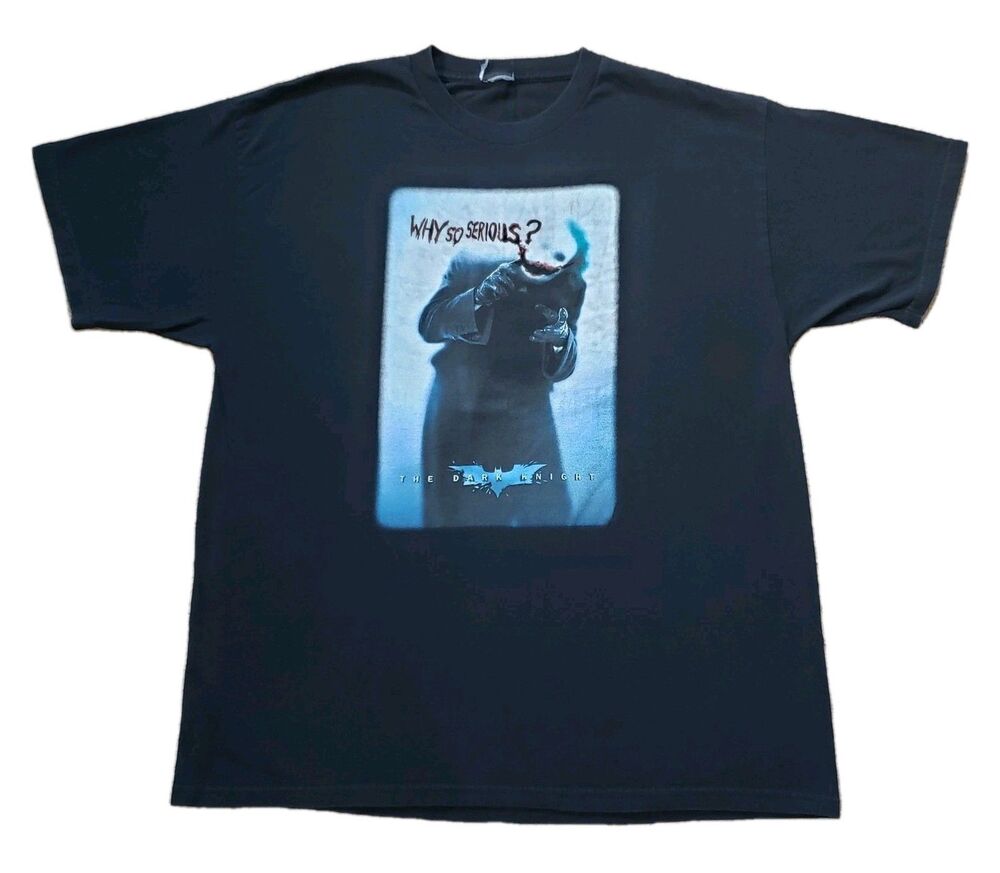 Vintage 2008 Heath Ledger Joker Why So Serious? Sz XL Mens Black Dark Knight T